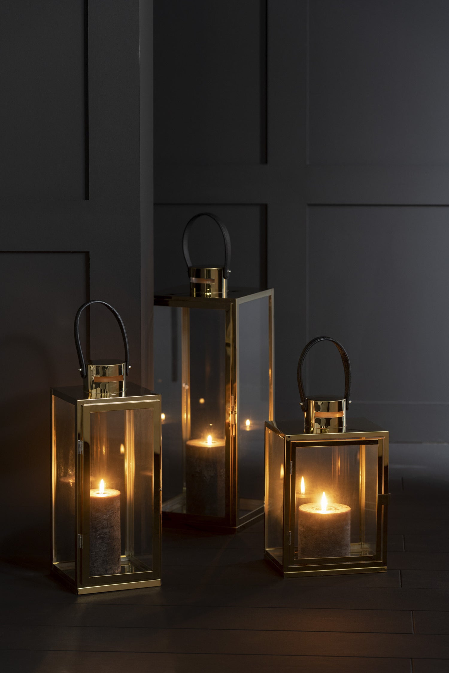 Lantaarn Rechthoek Metaal/Glas Goud