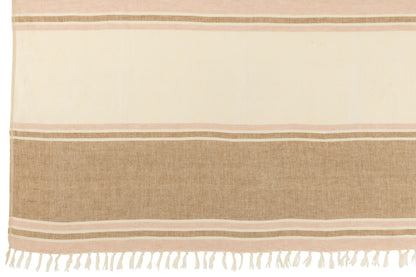 Geruite Strepen+Franjes Lichtroze/Wit/Beige