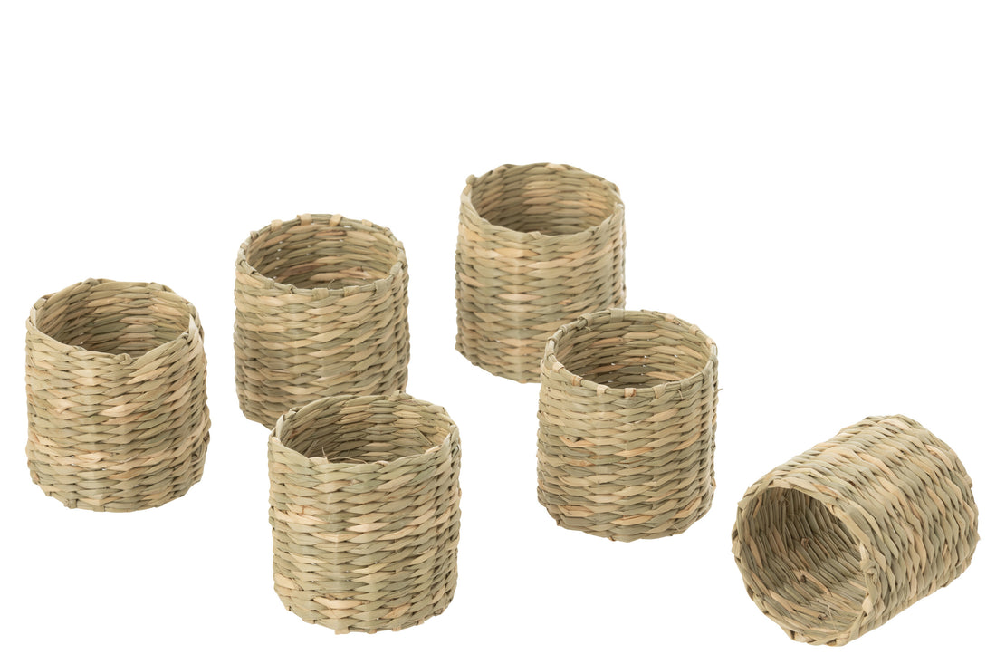 Set van 6 servetringen zeegras natuurlijk