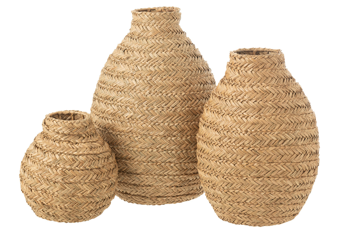 Vaas Gevlochten Zeegras Natuurlijk Groot