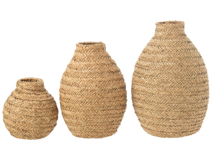 Vaas Gevlochten Zeegras Natuurlijk Groot