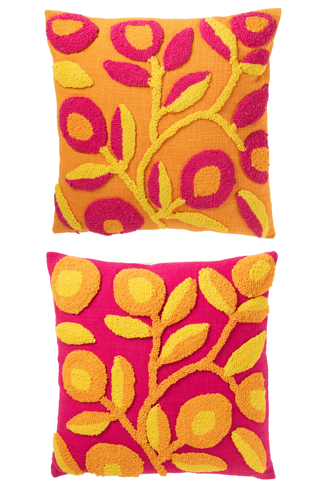 Kussen Vierkant Borduurwerk Bloemen Katoenmix Assortiment Van 2