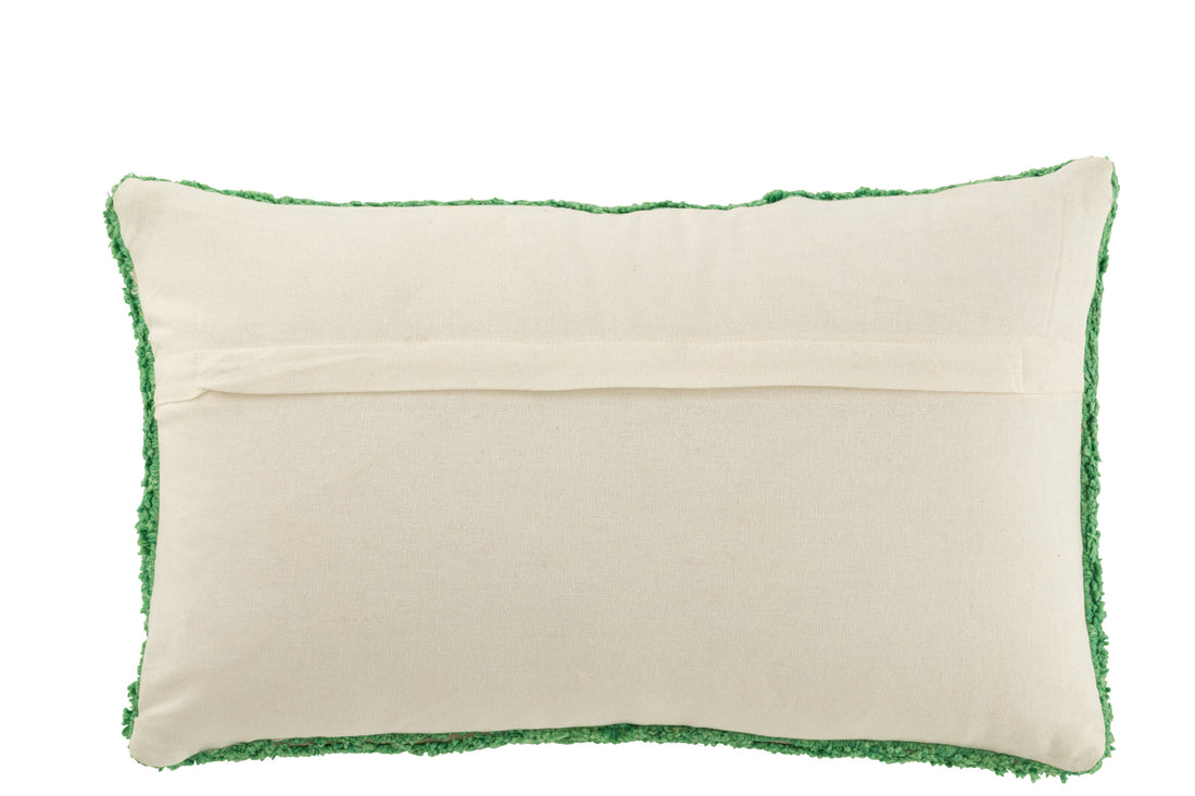 Kussen Bonjour met knoopjes van katoen Groen/Wit