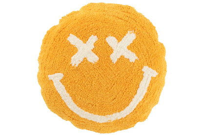 Kussen Smiley met knopen van katoen Oranje/Wit