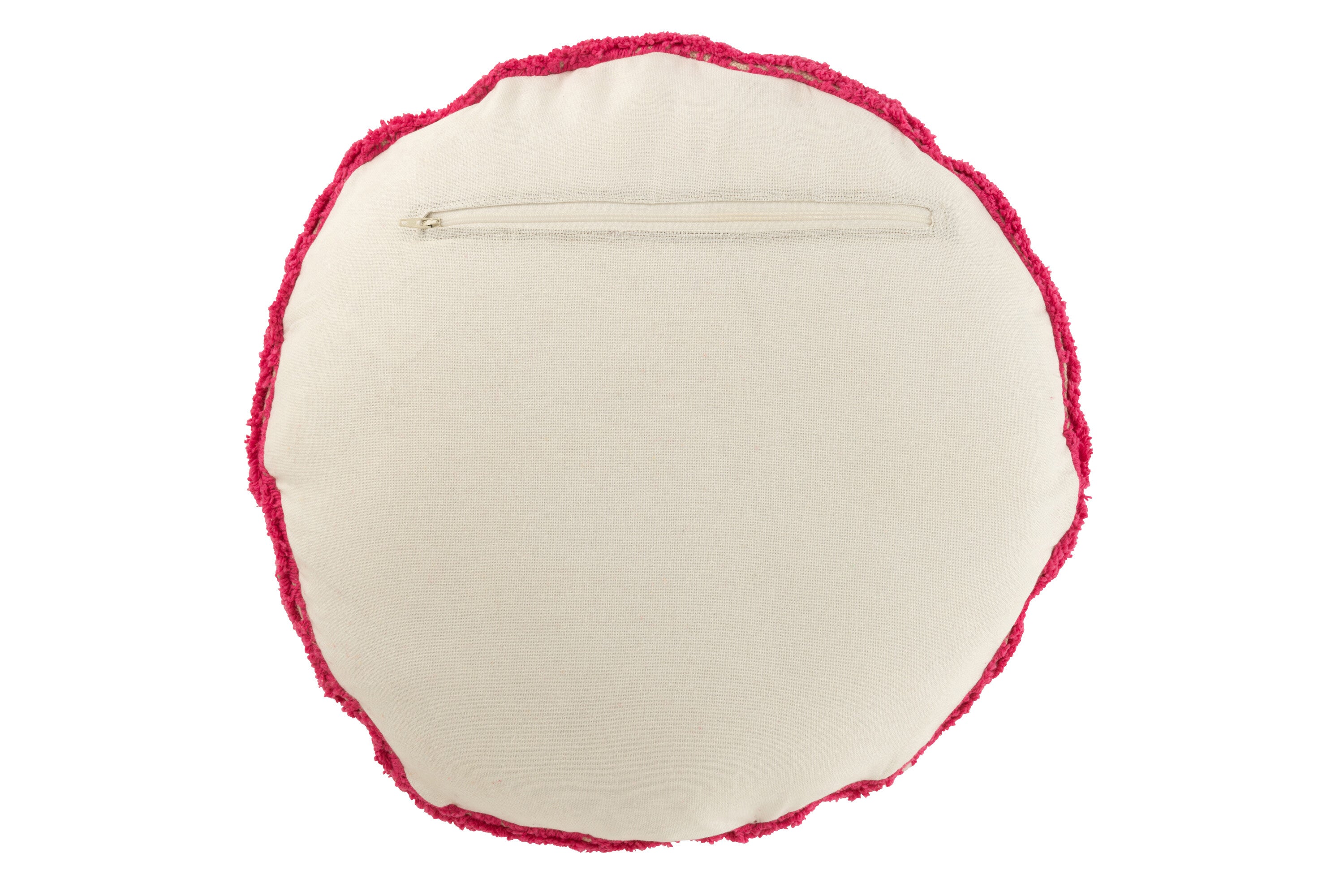 Kussen Smiley met knopen van katoen roze/wit