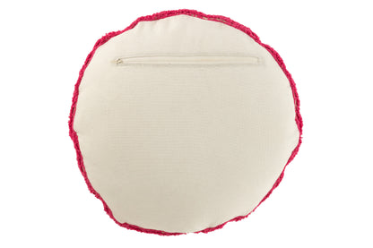 Kussen Smiley met knopen van katoen roze/wit