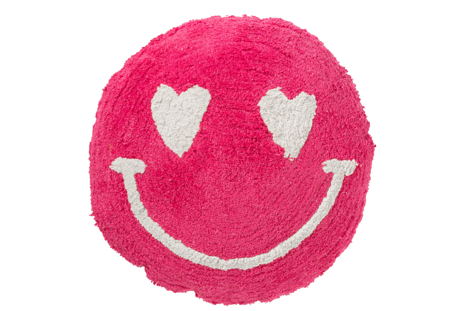 Kussen Smiley met knopen van katoen roze/wit