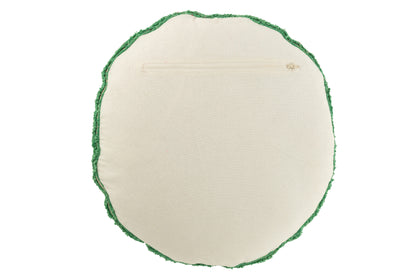 Kussen Smiley met knopen van katoen Groen/Wit