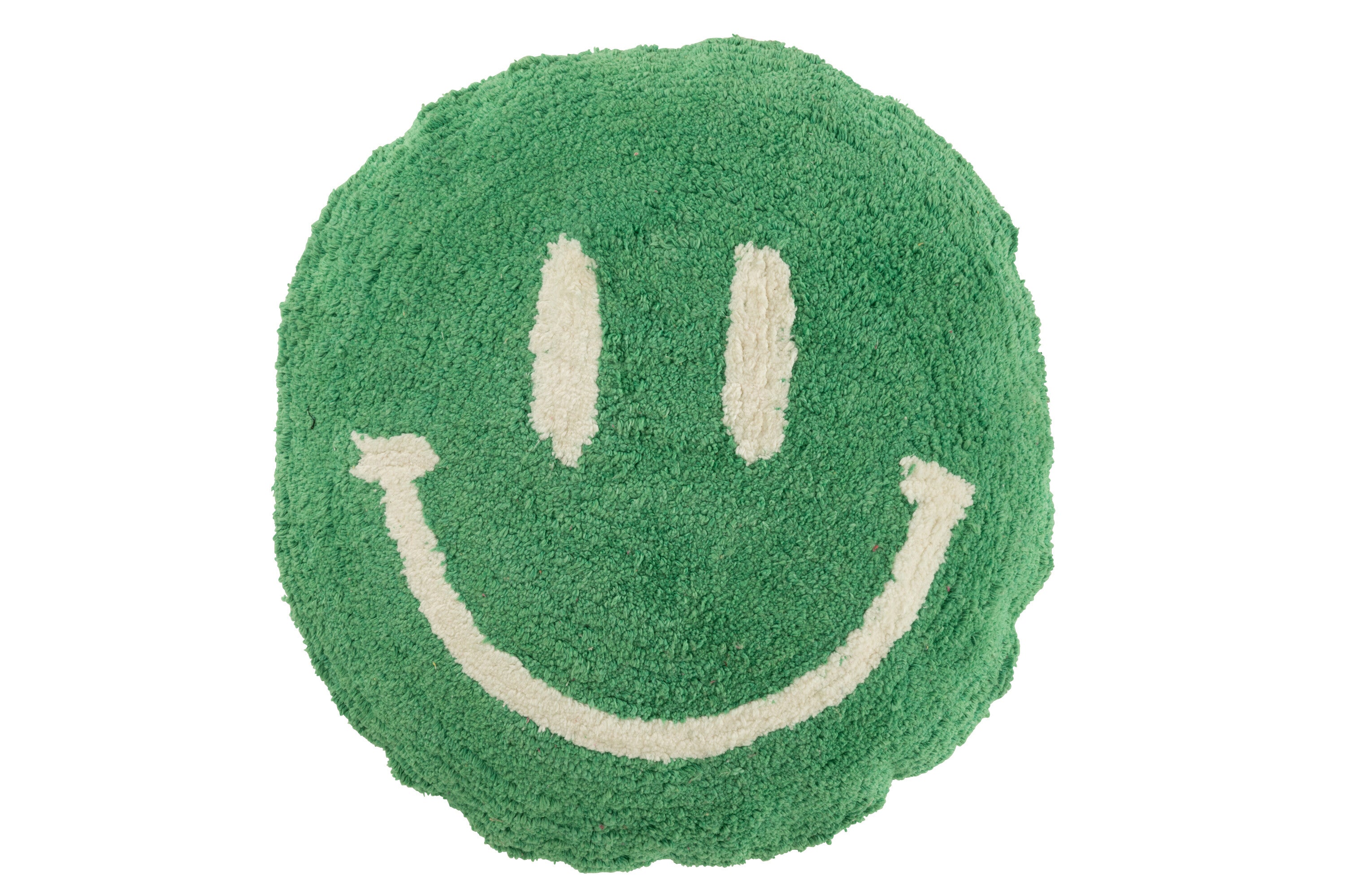 Kussen Smiley met knopen van katoen Groen/Wit