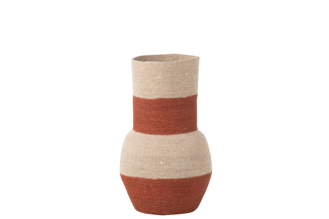 Vaas Strepen Zeegras Natuur/Terracotta