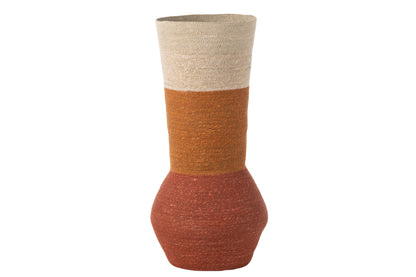 Vaas Strepen Zeegras Natuur/Roest/Terracotta