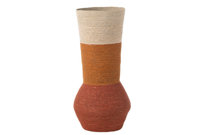 Vaas Strepen Zeegras Natuur/Roest/Terracotta