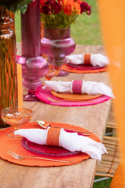 Servetring Zeegras Roze/Oranje/Geel Assortiment Van 3