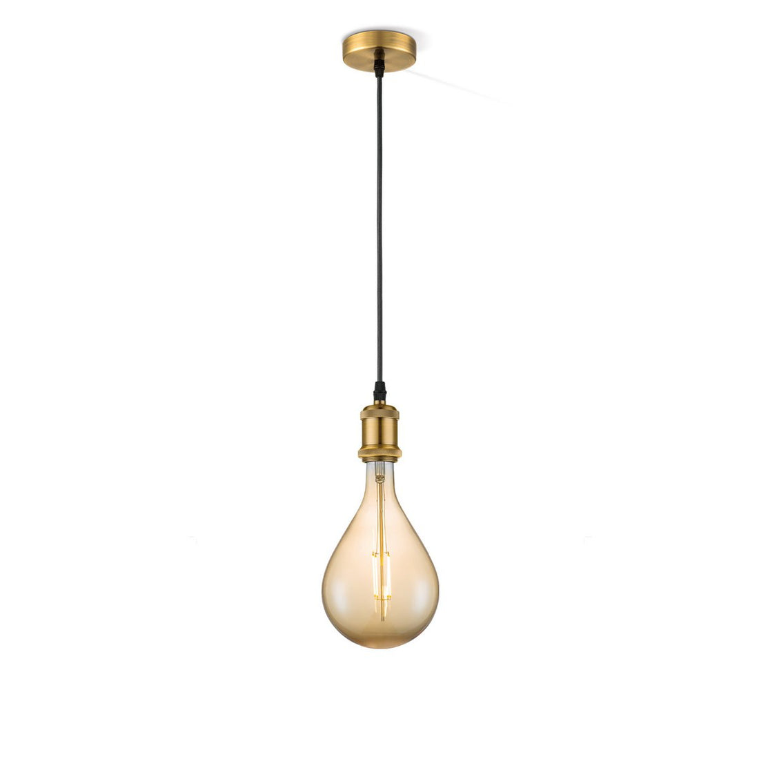 hanglamp brons vintage Pear - G160 - dimbaar E27 amber