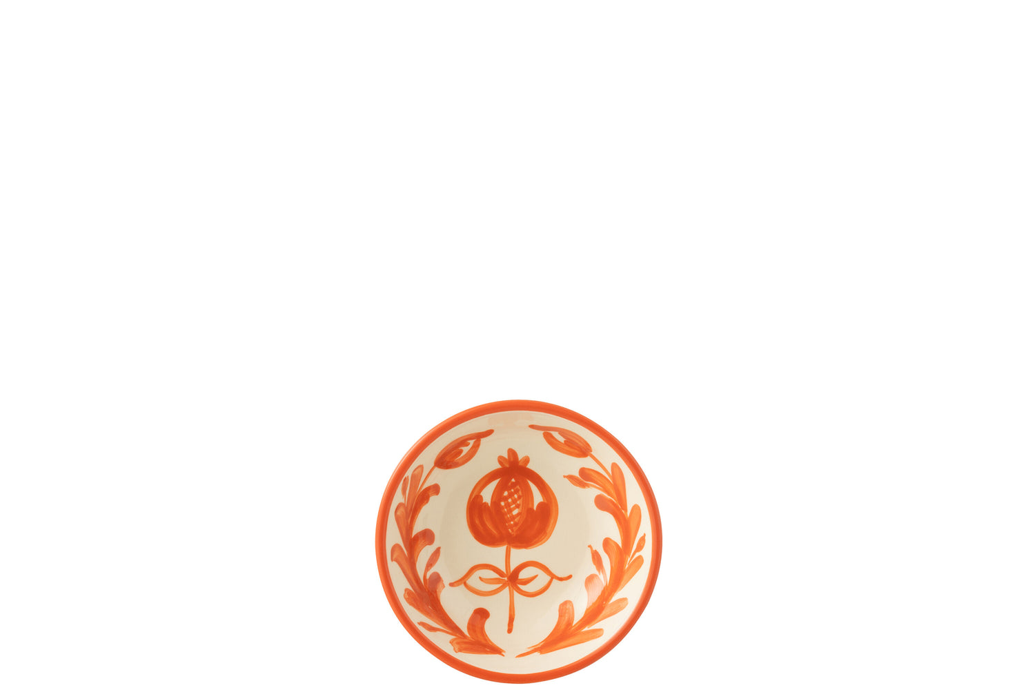 Kom Granada laag keramiek wit/oranje klein