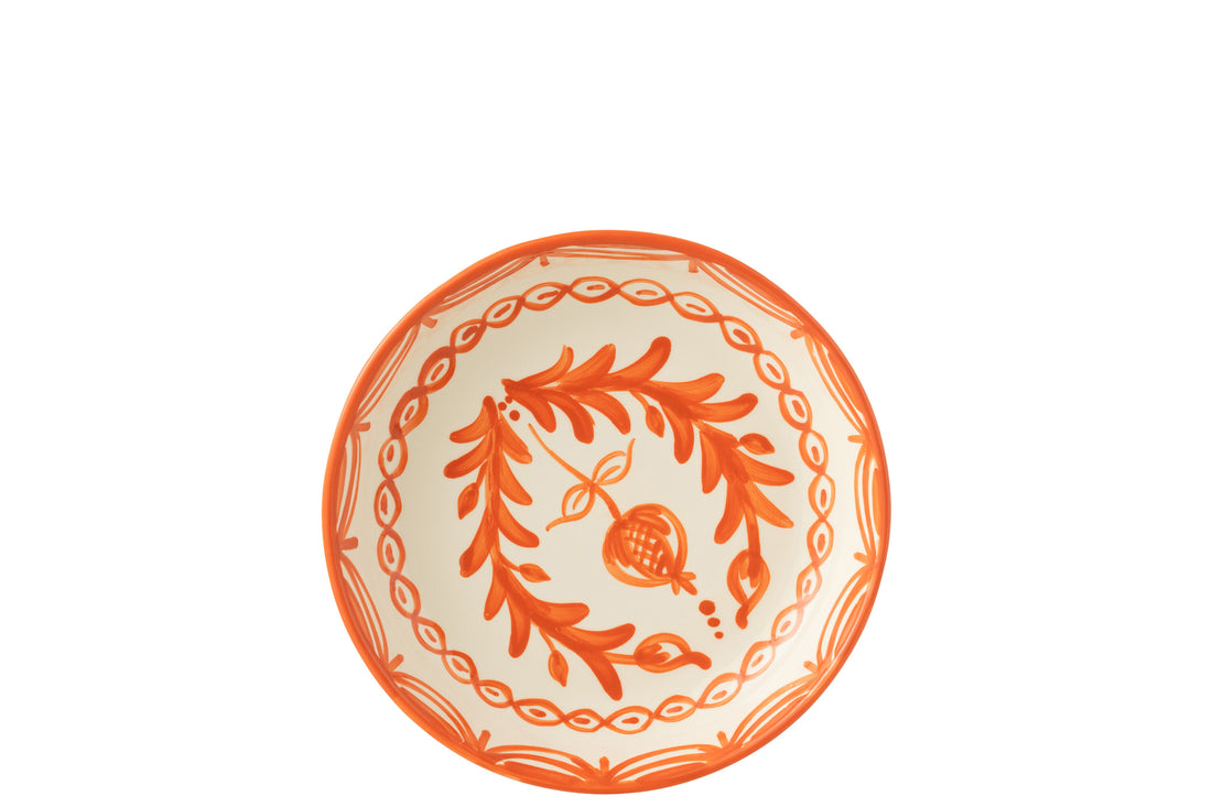 Kom Granada Laag Keramiek Wit/Oranje Groot