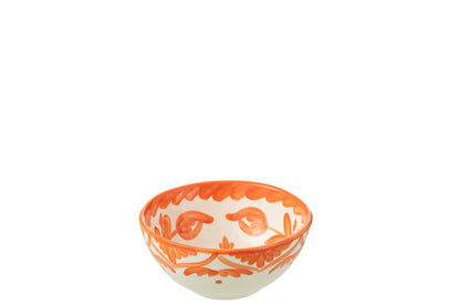 Kom Granada Hoog Keramiek Wit/Oranje Klein