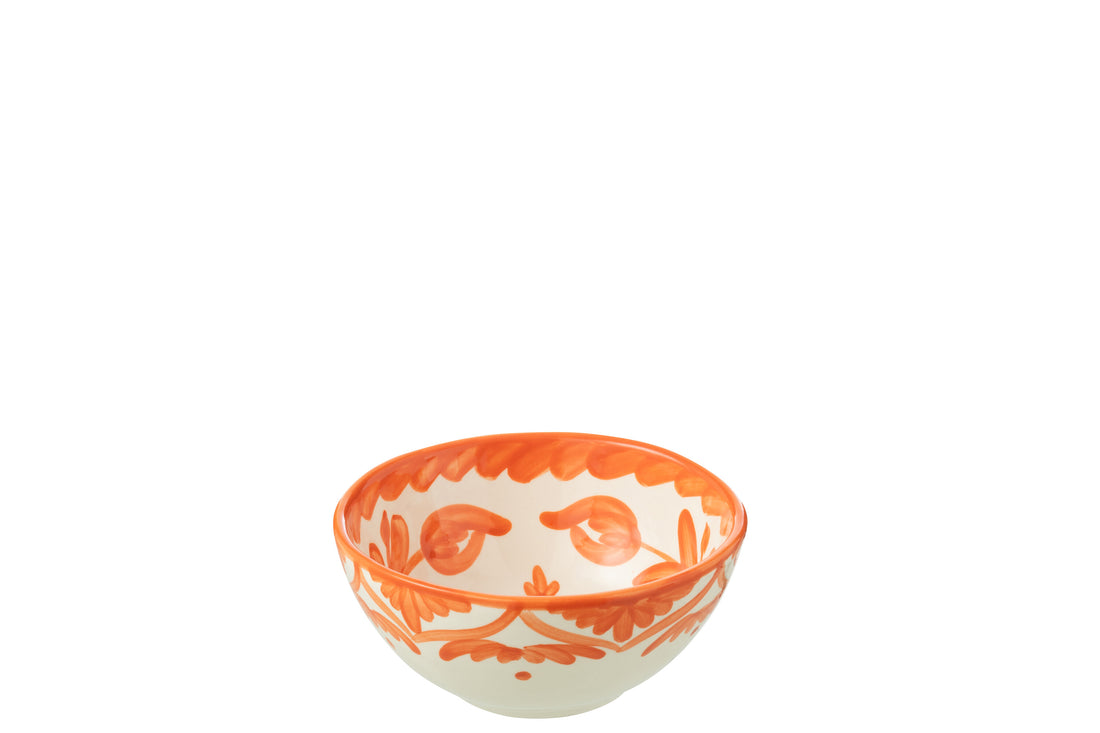 Kom Granada Hoog Keramiek Wit/Oranje Klein