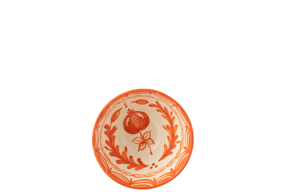 Kom Granada Hoog Keramiek Wit/Oranje Medium