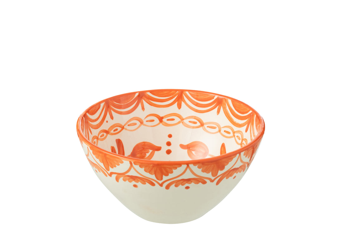 Kom Granada Hoog Keramiek Wit/Oranje Medium