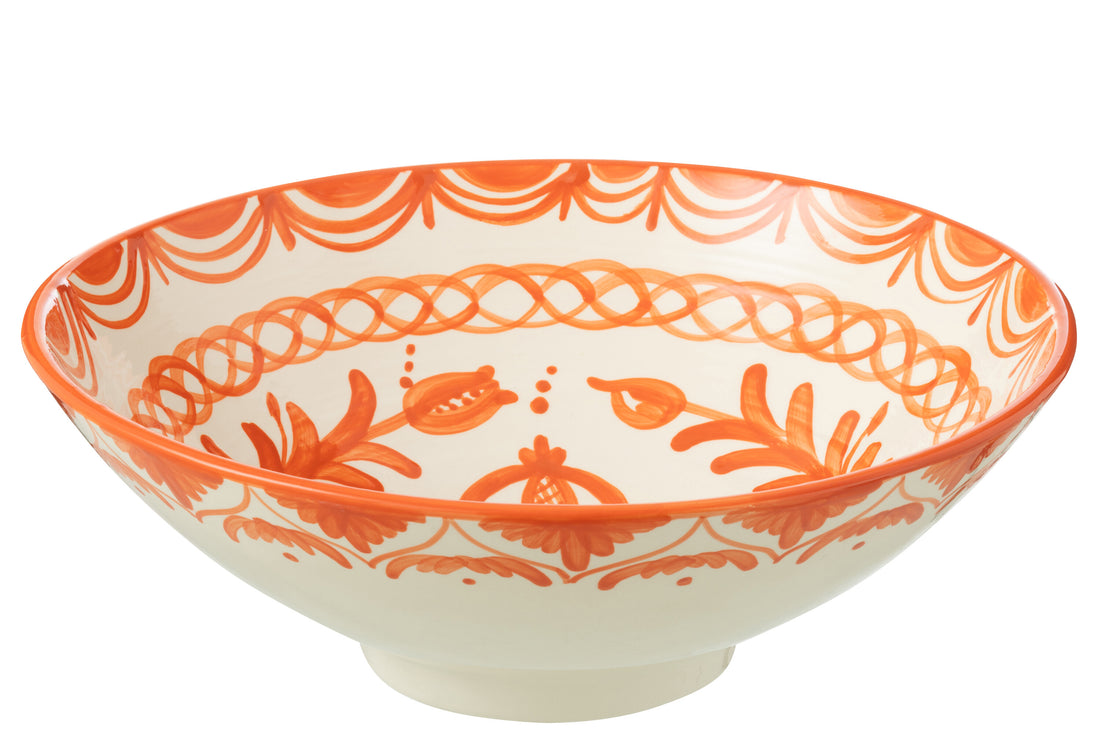 Lebrillo kom Granada keramiek wit/oranje