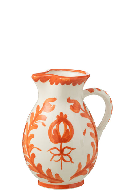 Kan Granada keramische wit/oranje middelgrote kan.