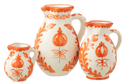 Kan Granada keramische wit/oranje grote kan.