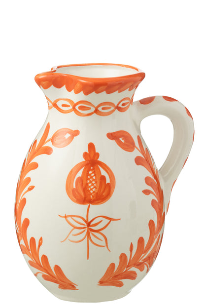 Kan Granada keramische wit/oranje grote kan.