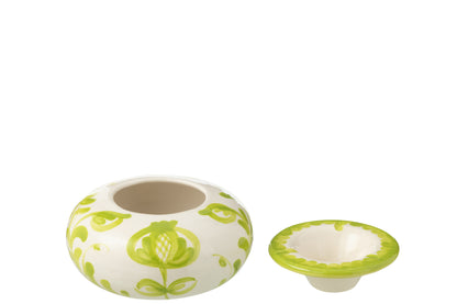 Asbak Granada Keramiek Wit/Groen Groot