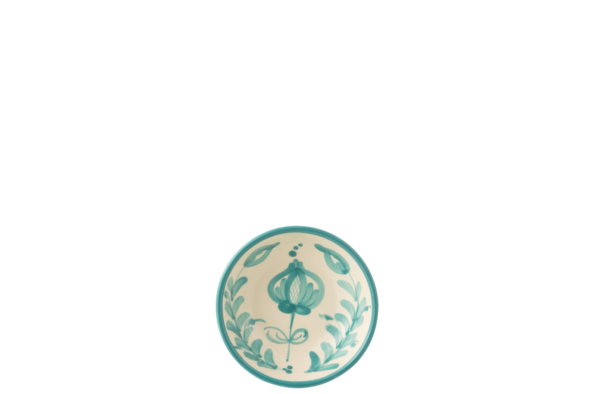 Kom Granada Laag Keramiek Wit/Aqua Klein