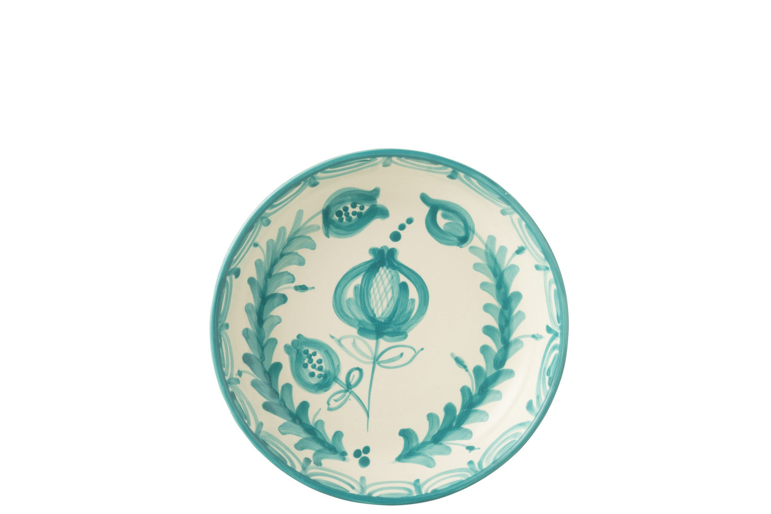 Kom Granada Laag Keramiek Wit/Aqua Groot