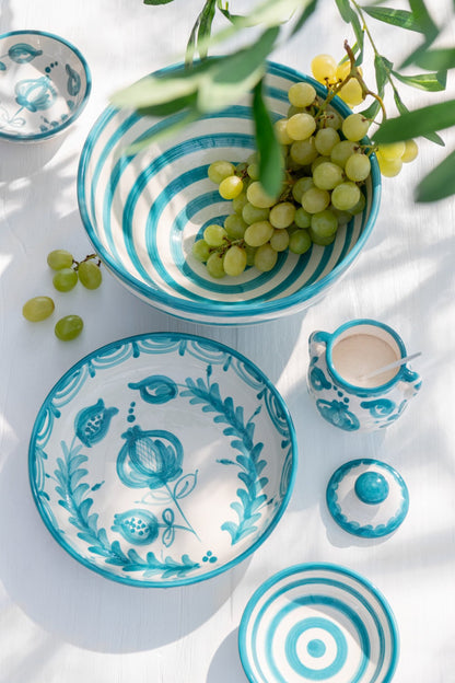 Kom Granada Laag Keramiek Wit/Aqua Groot