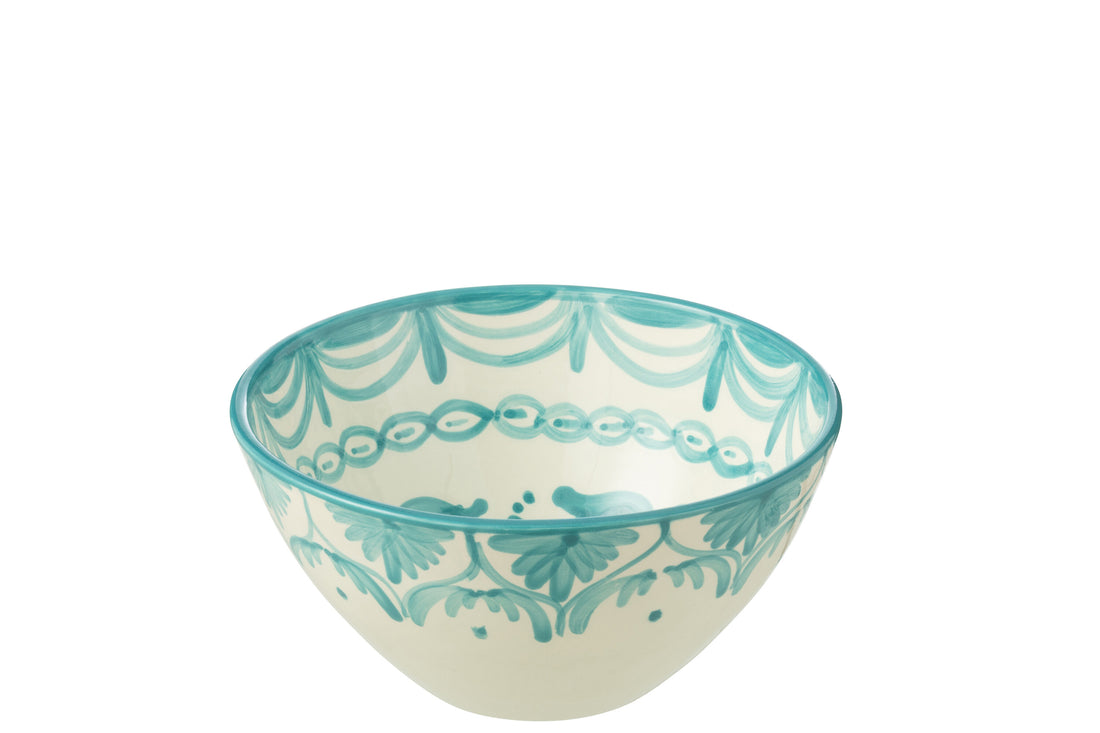 Kom Granada Hoog Keramiek Wit/Aqua Medium