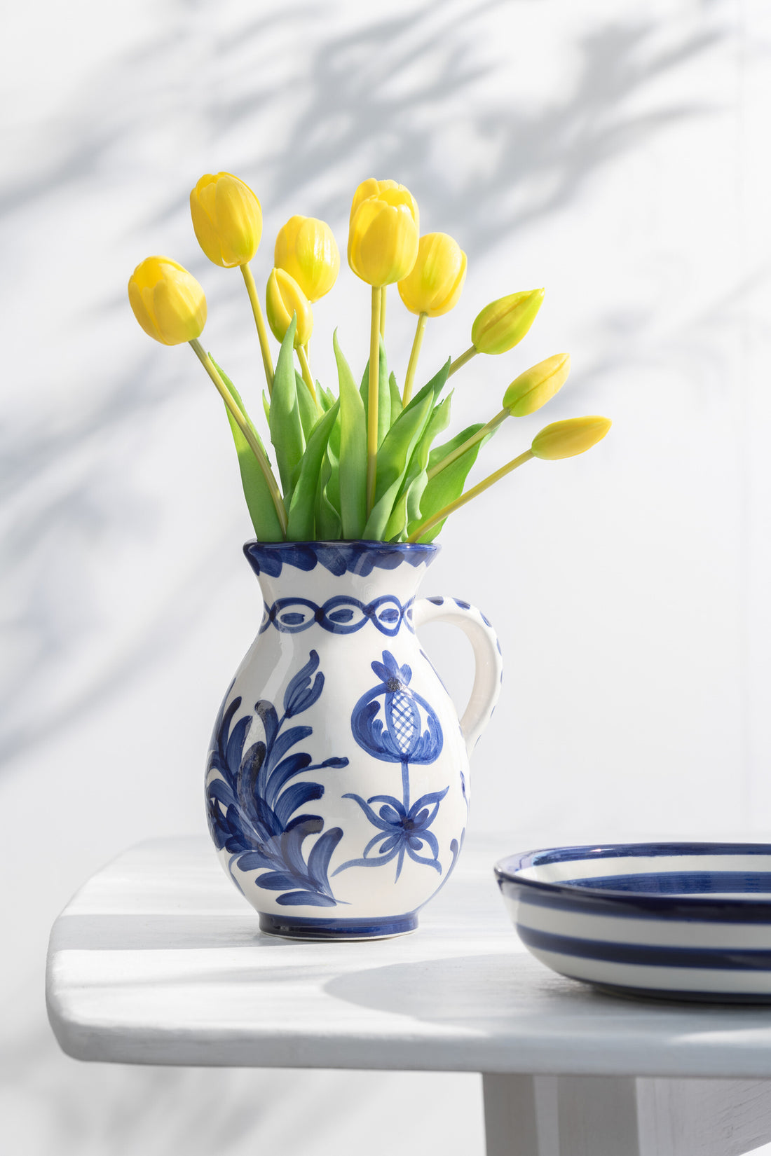 Pitcher Granada Keramiek Wit/Kobaltblauw Medium