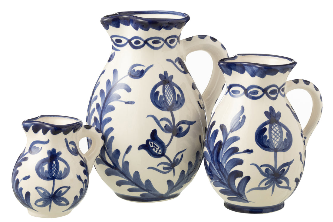 Pitcher Granada Keramiek Wit/Kobaltblauw Groot