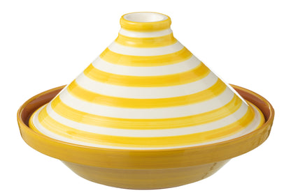 Tagine Granada Strepen Keramiek Wit/Geel