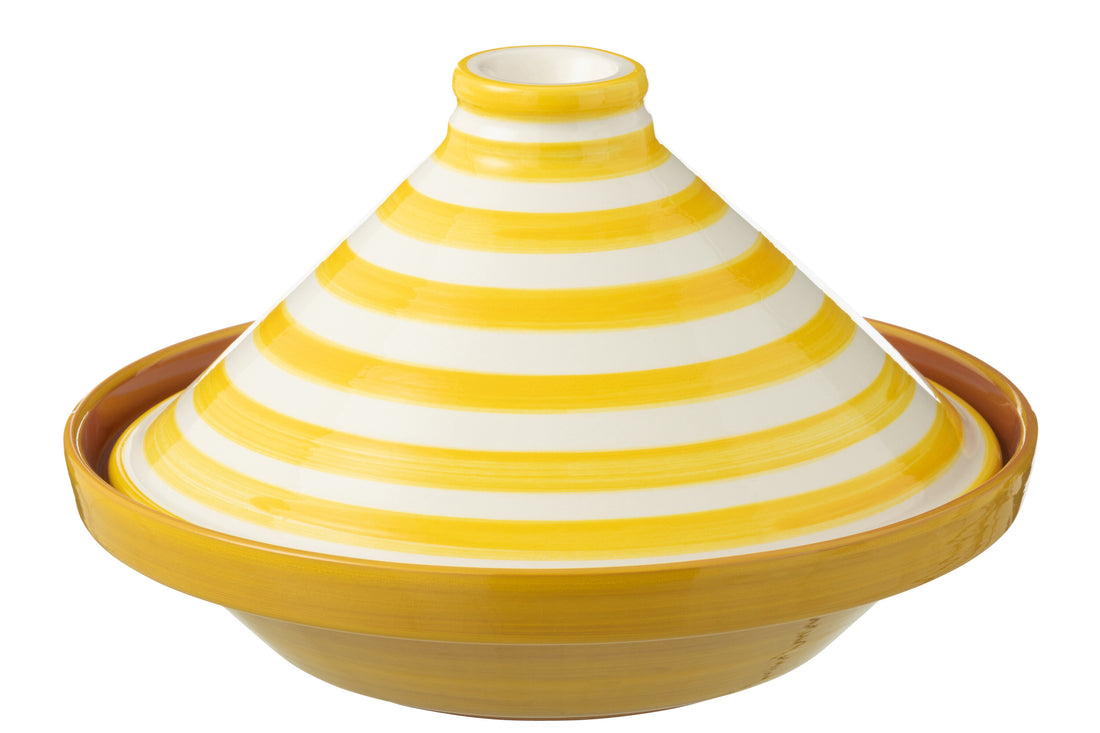 Tagine Granada Strepen Keramiek Wit/Geel
