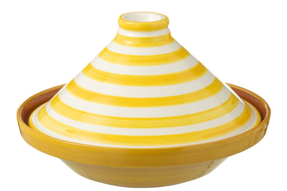 Tagine Granada Strepen Keramiek Wit/Geel