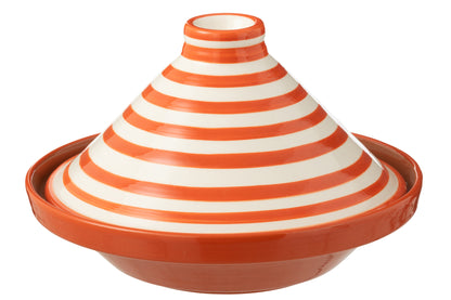Tagine Granada Strepen Keramiek Wit/Oranje