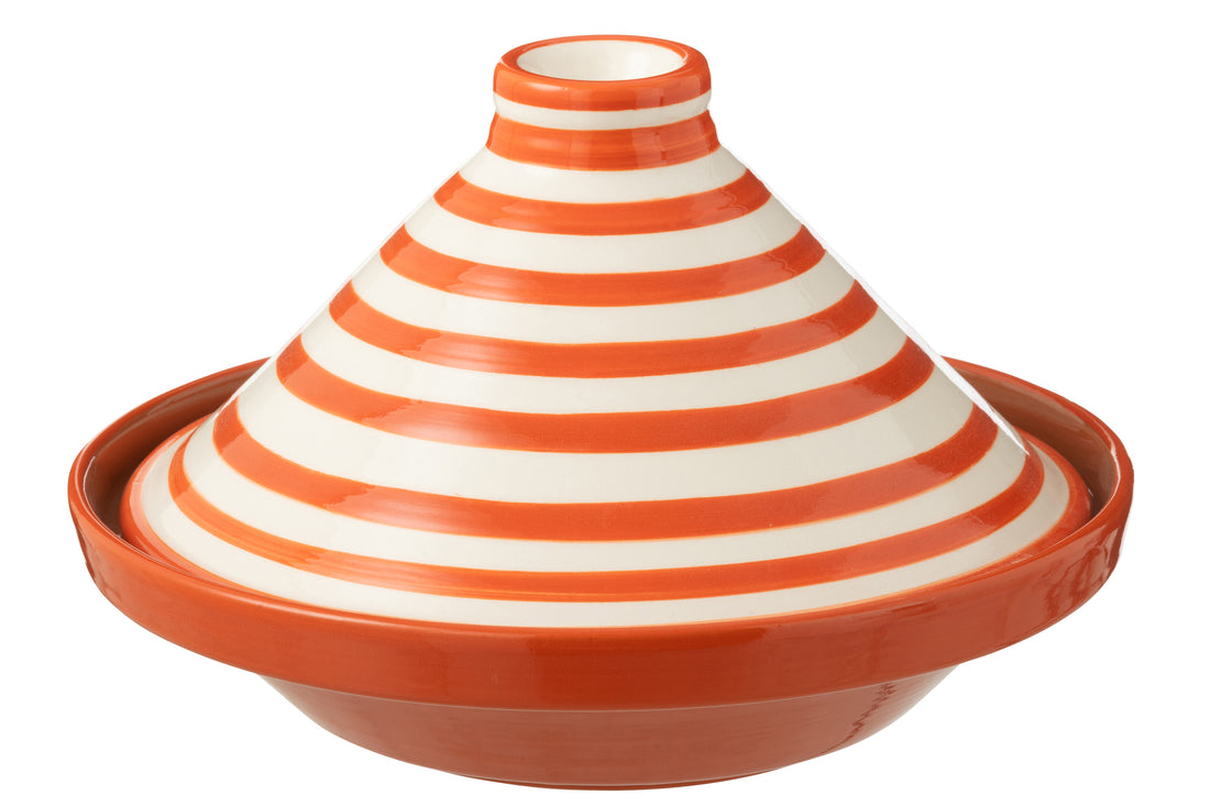 Tagine Granada Strepen Keramiek Wit/Oranje