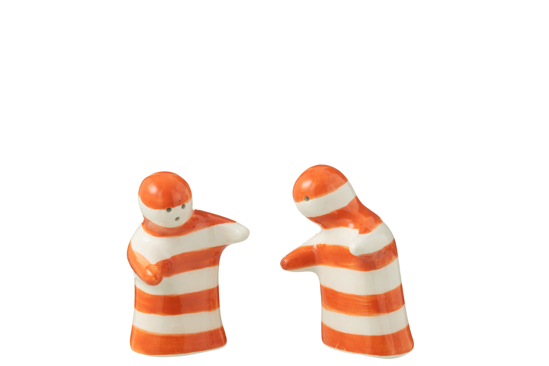 Zout&amp;Peper Granada Strepen Keramiek Wit/Oranje