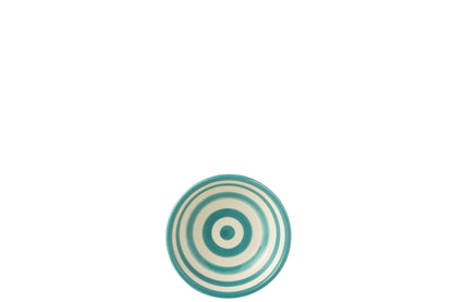 Kom Granada Strepen Laag Keramiek Wit/Aqua Klein