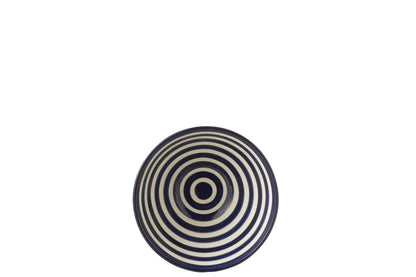 Kom Granada Strepen High Ceramic Wit/kobaltblauw Medium