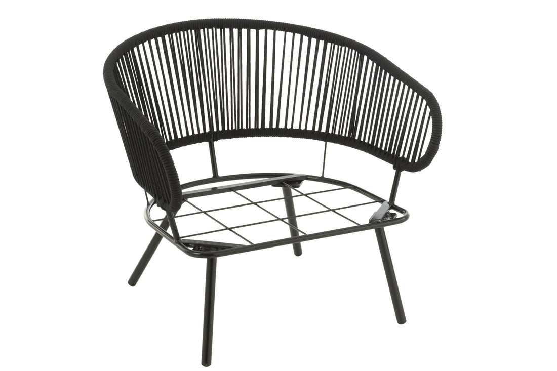 Set van 3 stoelen Poa Staal/Rattan Zwart