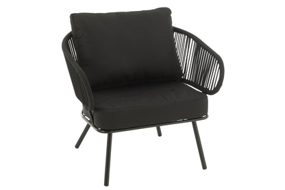 Set van 3 stoelen Poa Staal/Rattan Zwart