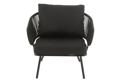 Set van 3 stoelen Poa Staal/Rattan Zwart