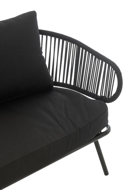 Set van 3 stoelen Poa Staal/Rattan Zwart