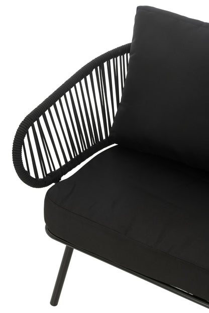 Set van 3 stoelen Poa Staal/Rattan Zwart