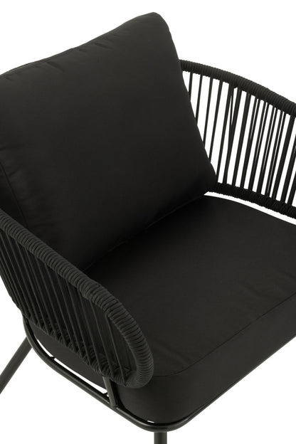 Set van 3 stoelen Poa Staal/Rattan Zwart