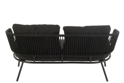 Set van 3 stoelen Poa Staal/Rattan Zwart